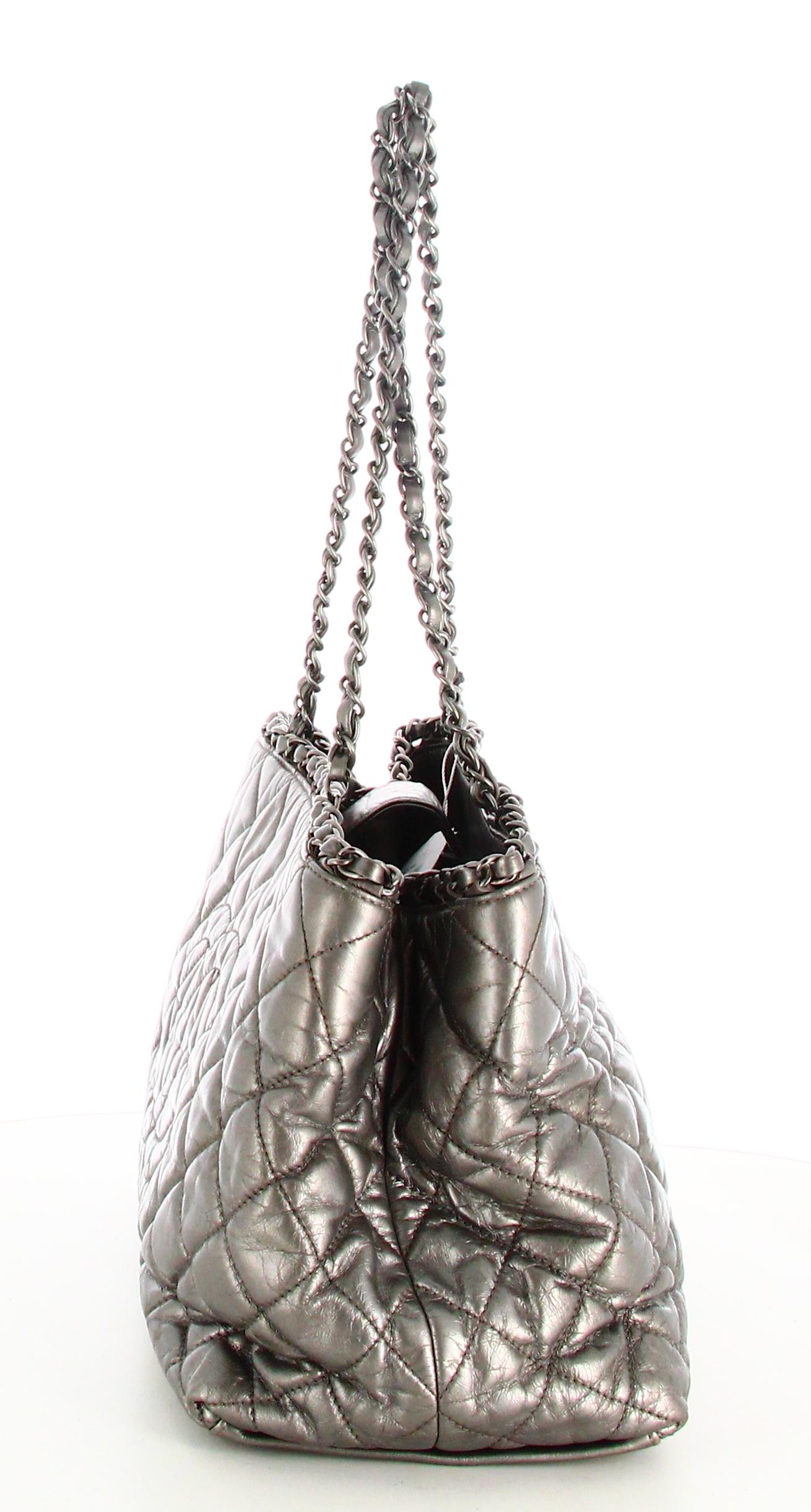 Women's 2012 Chanel Chain Me Tote Handbag Grey For Sale
