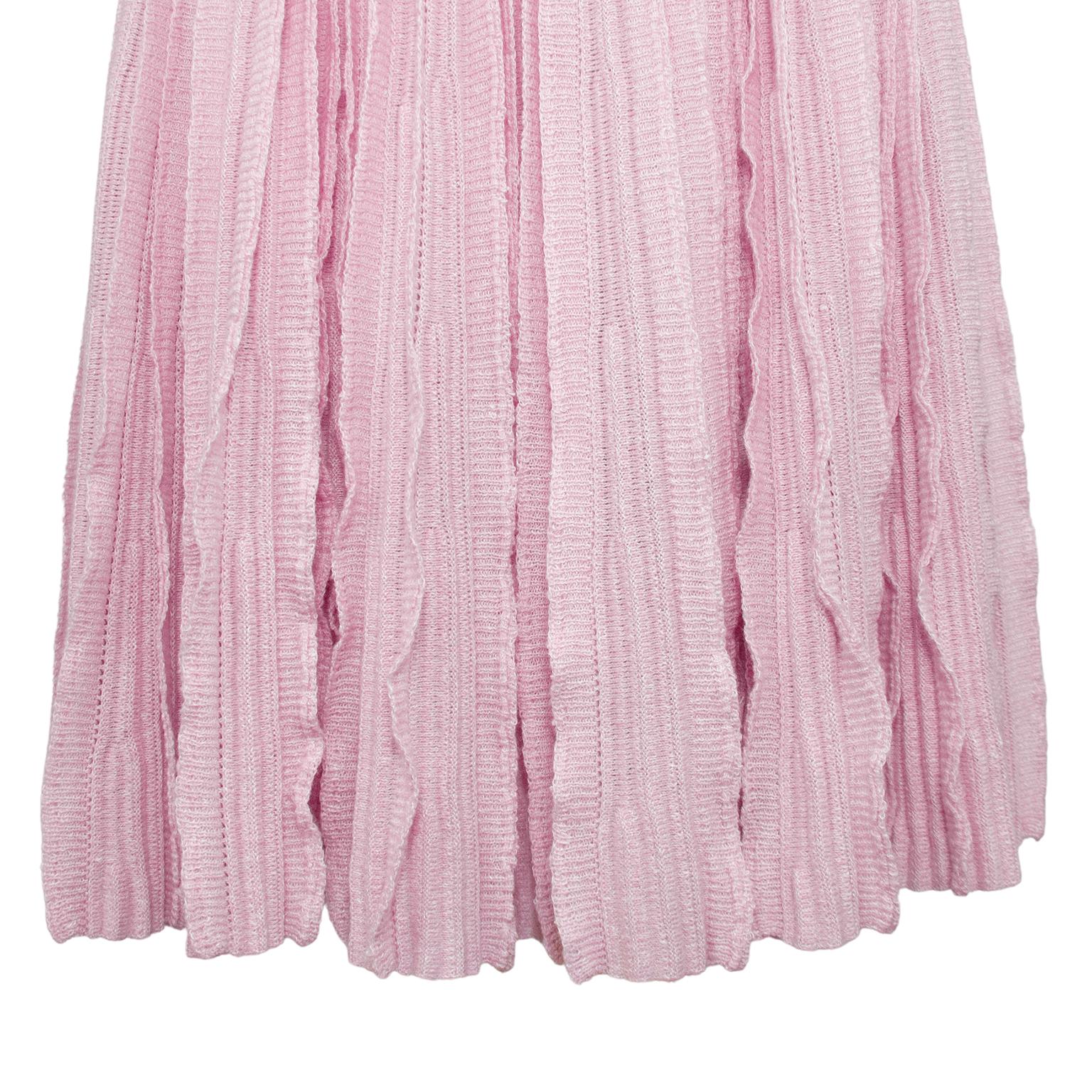 2012 Chanel Pink Linen & Cashmere Plisse Knit Dress  For Sale 2