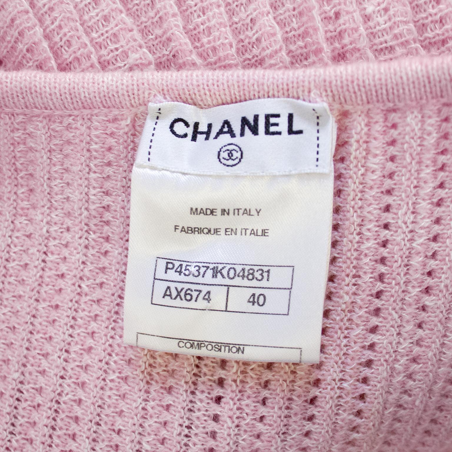 2012 Chanel Pink Linen & Cashmere Plisse Knit Dress  For Sale 4