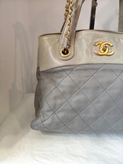 2012 Chanel Portobello in the mix handle grey quilted leather shopping tote bag