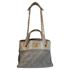 2012 Chanel Portobello in the mix handle grey quilted leather shopping tote bag