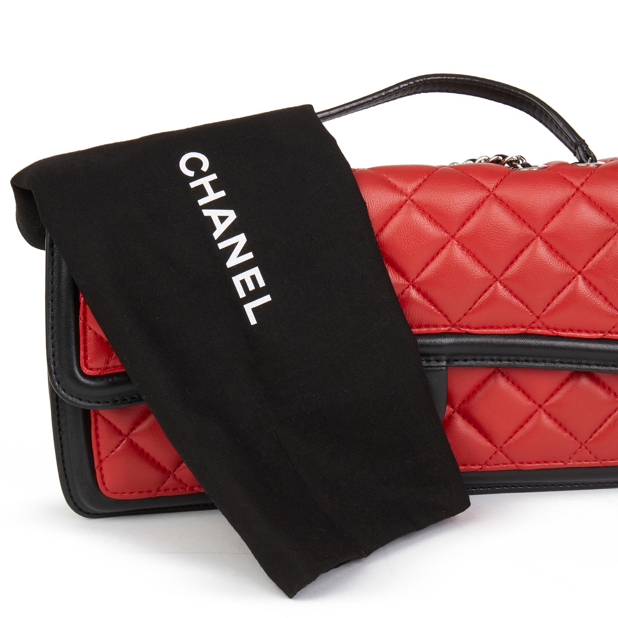 2012 Chanel Red, Black & White Quilted Lambskin Classic Single Flap Bag 4