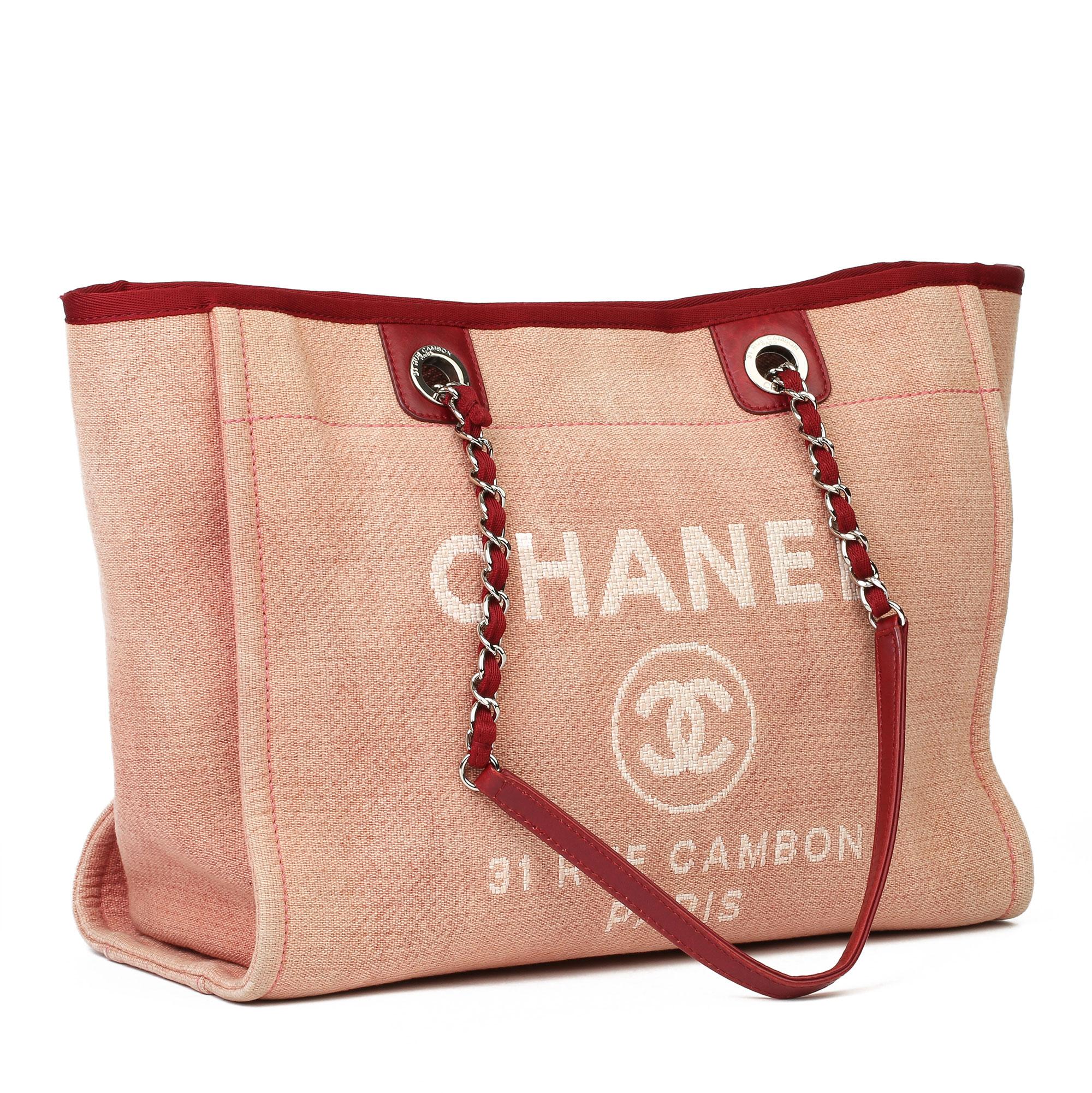 CHANEL
Red Canvas & Calfskin Leather Small Deauville Tote

Xupes Reference: CB286
Serial Number: 16058247
Age (Circa): 2012
Authenticity Details: Serial Sticker (Made in Italy) 
Gender: Ladies
Type: Tote, Shoulder

Colour: Red
Hardware: