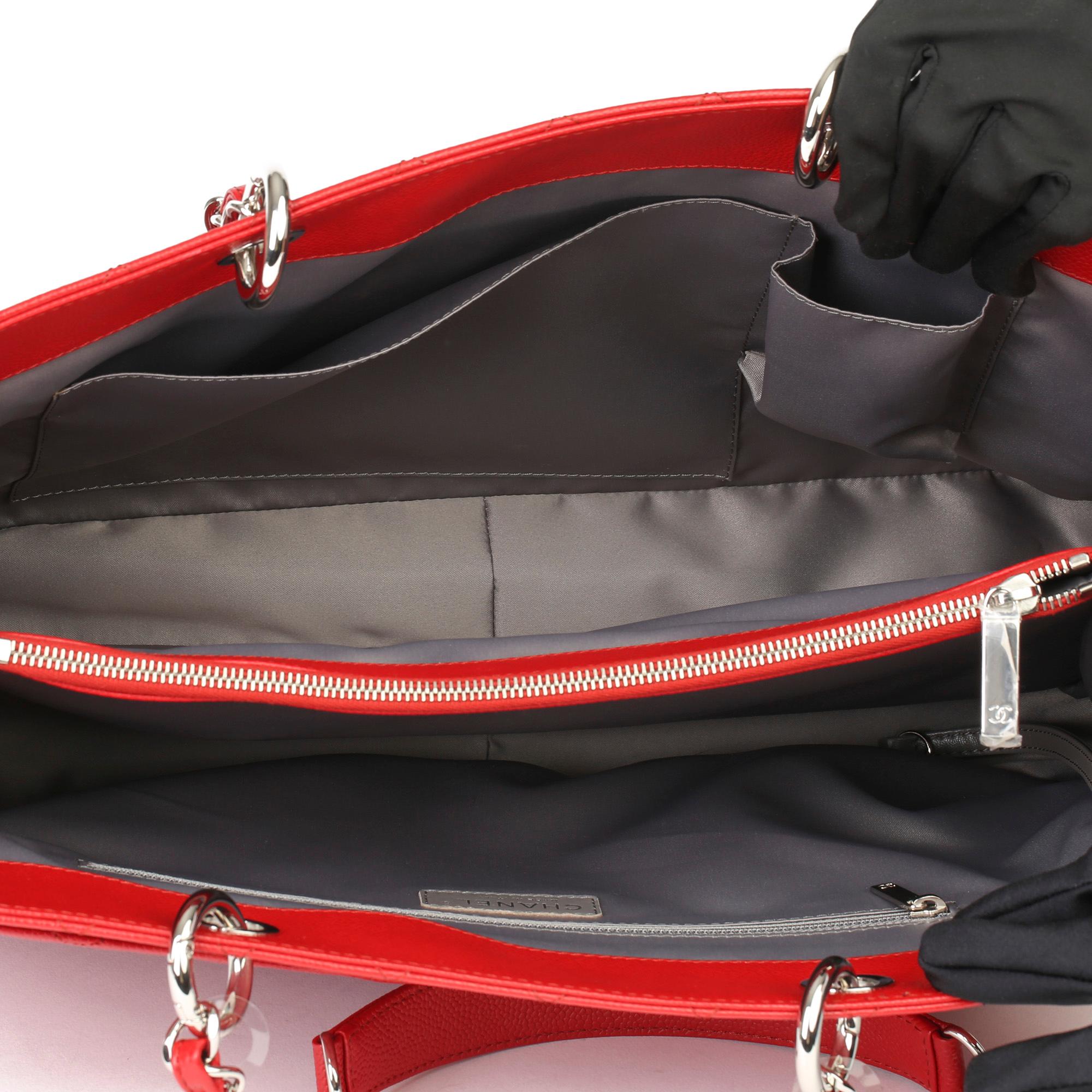 2012 Chanel Rot Gesteppt Kaviar Leder Grand Einkaufstasche XL 7