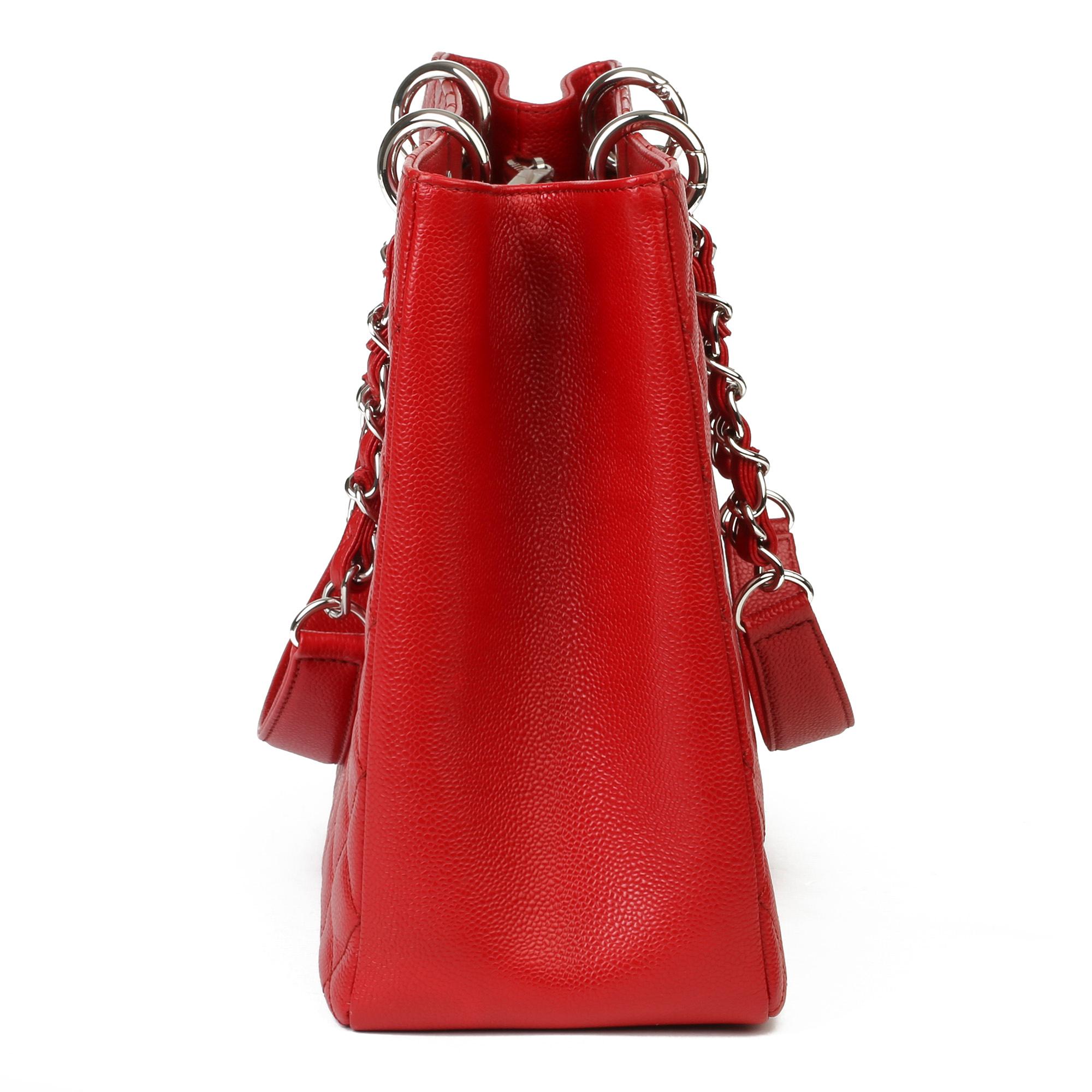 2012 Chanel Rot Gesteppt Kaviar Leder Grand Einkaufstasche XL Damen