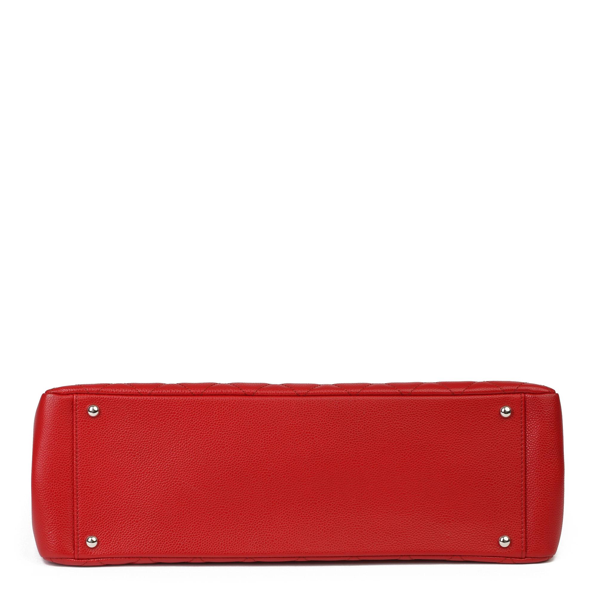 2012 Chanel Rot Gesteppt Kaviar Leder Grand Einkaufstasche XL 2