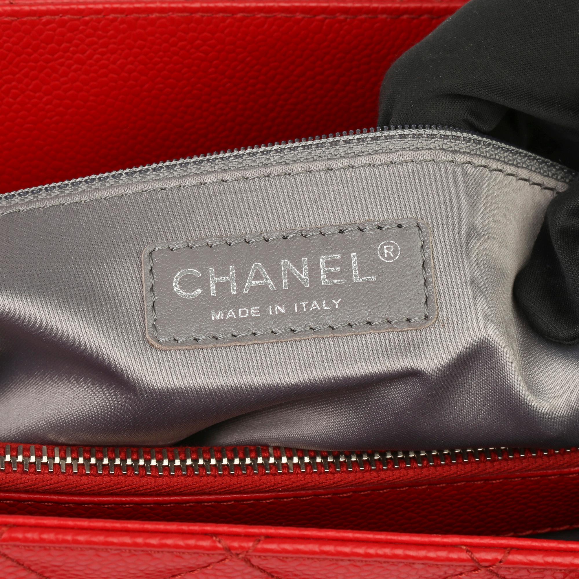2012 Chanel Rot Gesteppt Kaviar Leder Grand Einkaufstasche XL 5