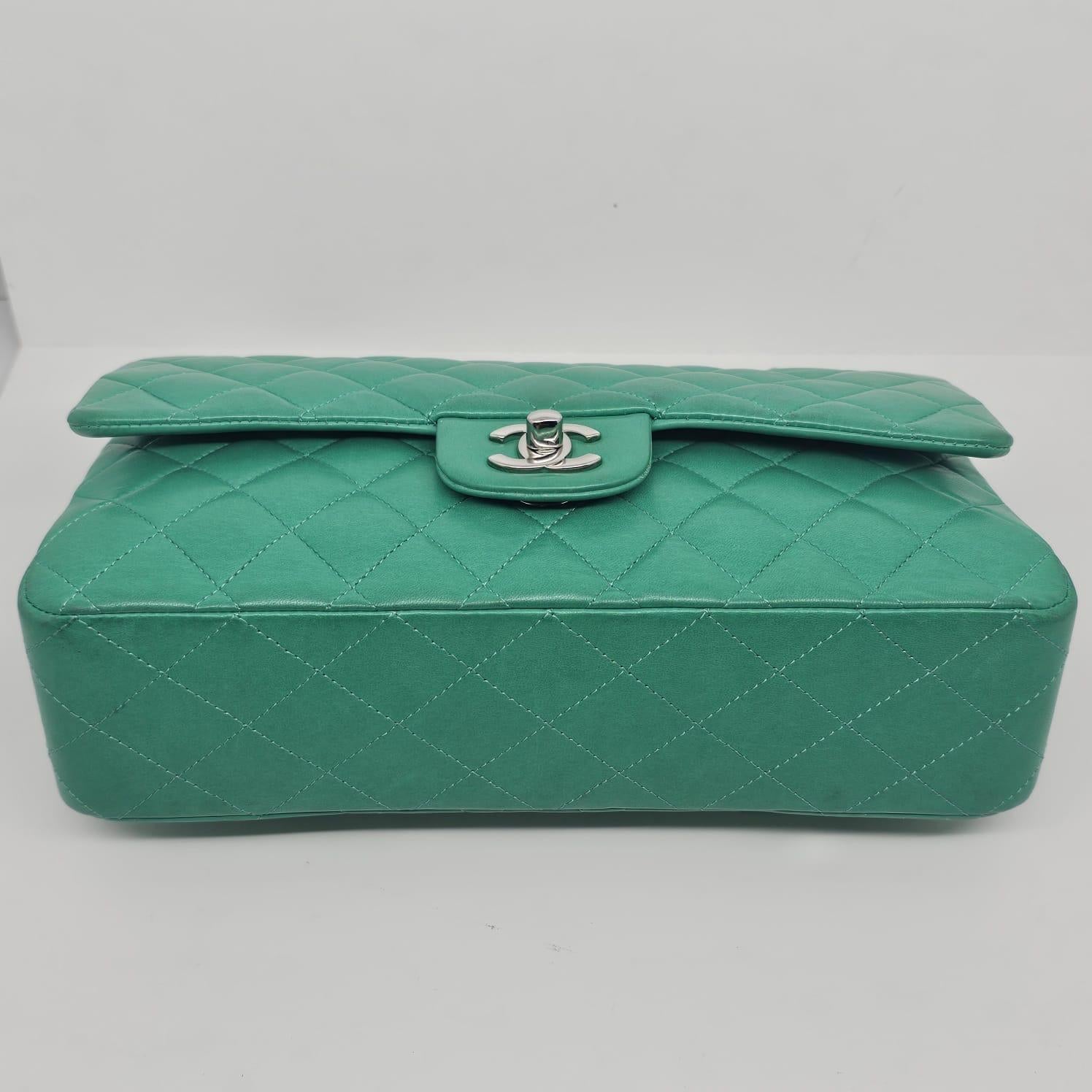 2012 Chanel Turquoise Lambskin Leather Medium Double Flap Bag For Sale 7