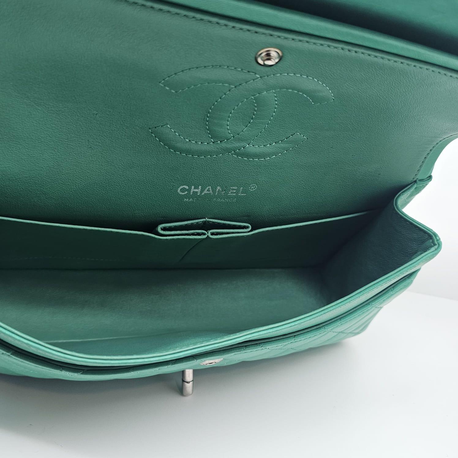 2012 Chanel Turquoise Lambskin Leather Medium Double Flap Bag For Sale 8