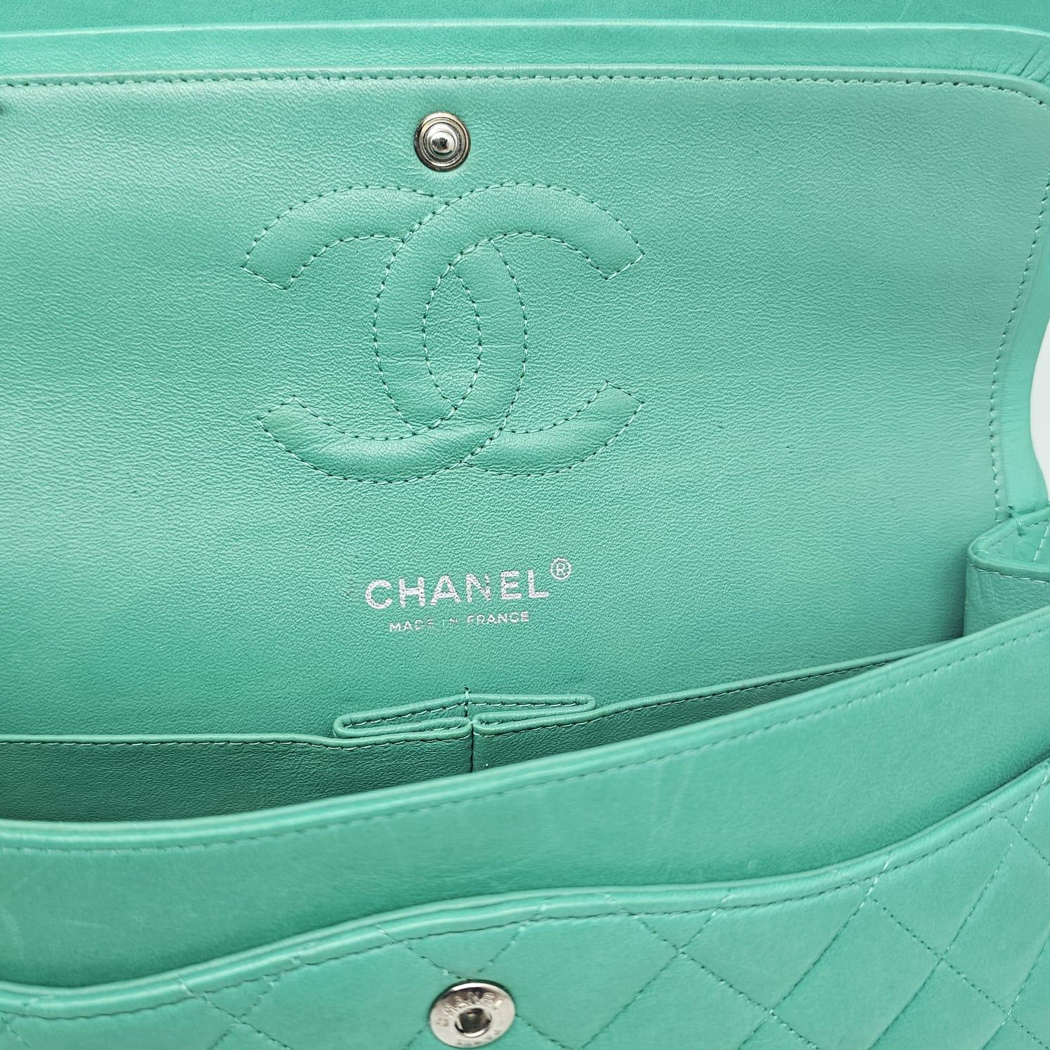 2012 Chanel Turquoise Lambskin Leather Medium Double Flap Bag For Sale 10