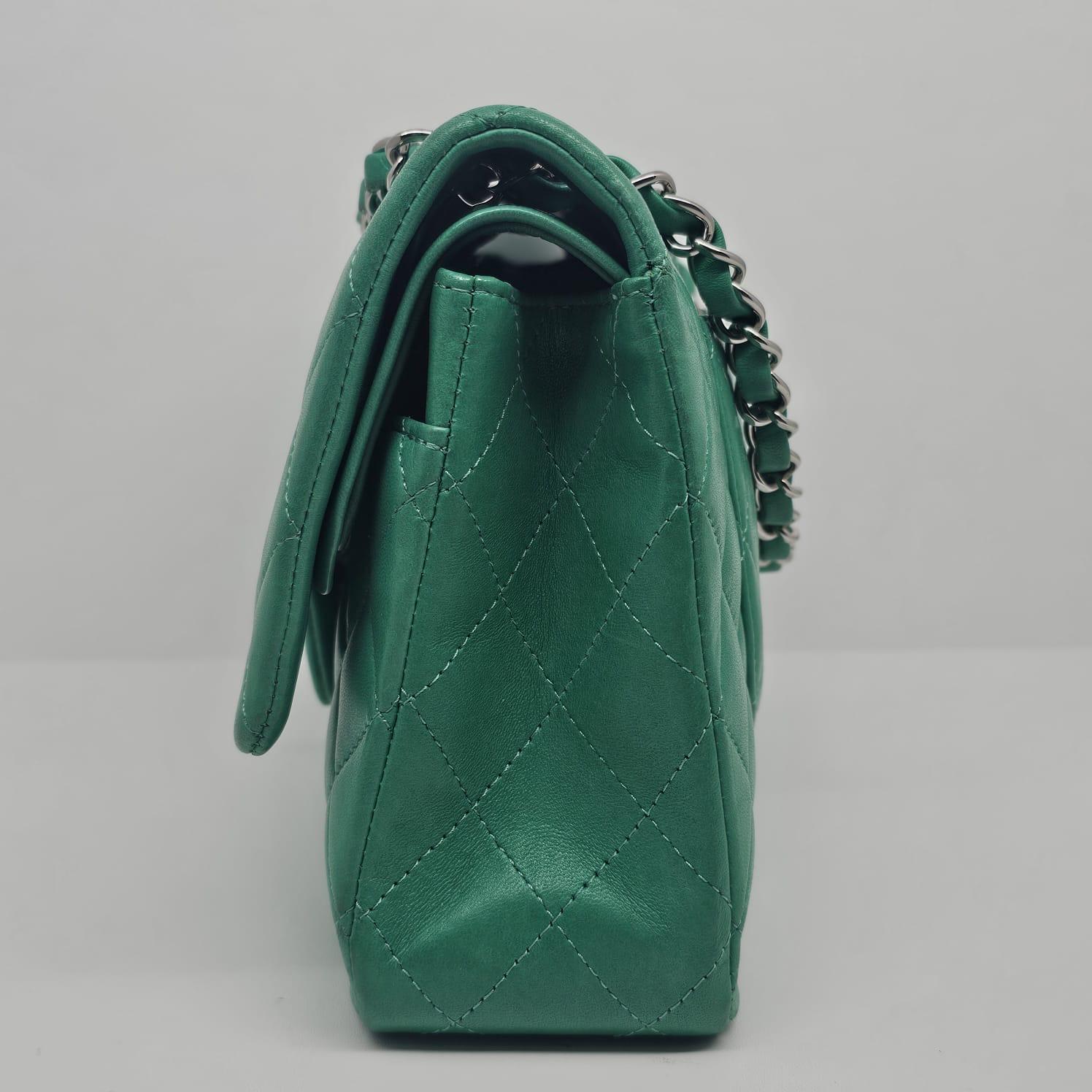 Women's or Men's 2012 Chanel Turquoise Lambskin Leather Medium Double Flap Bag For Sale