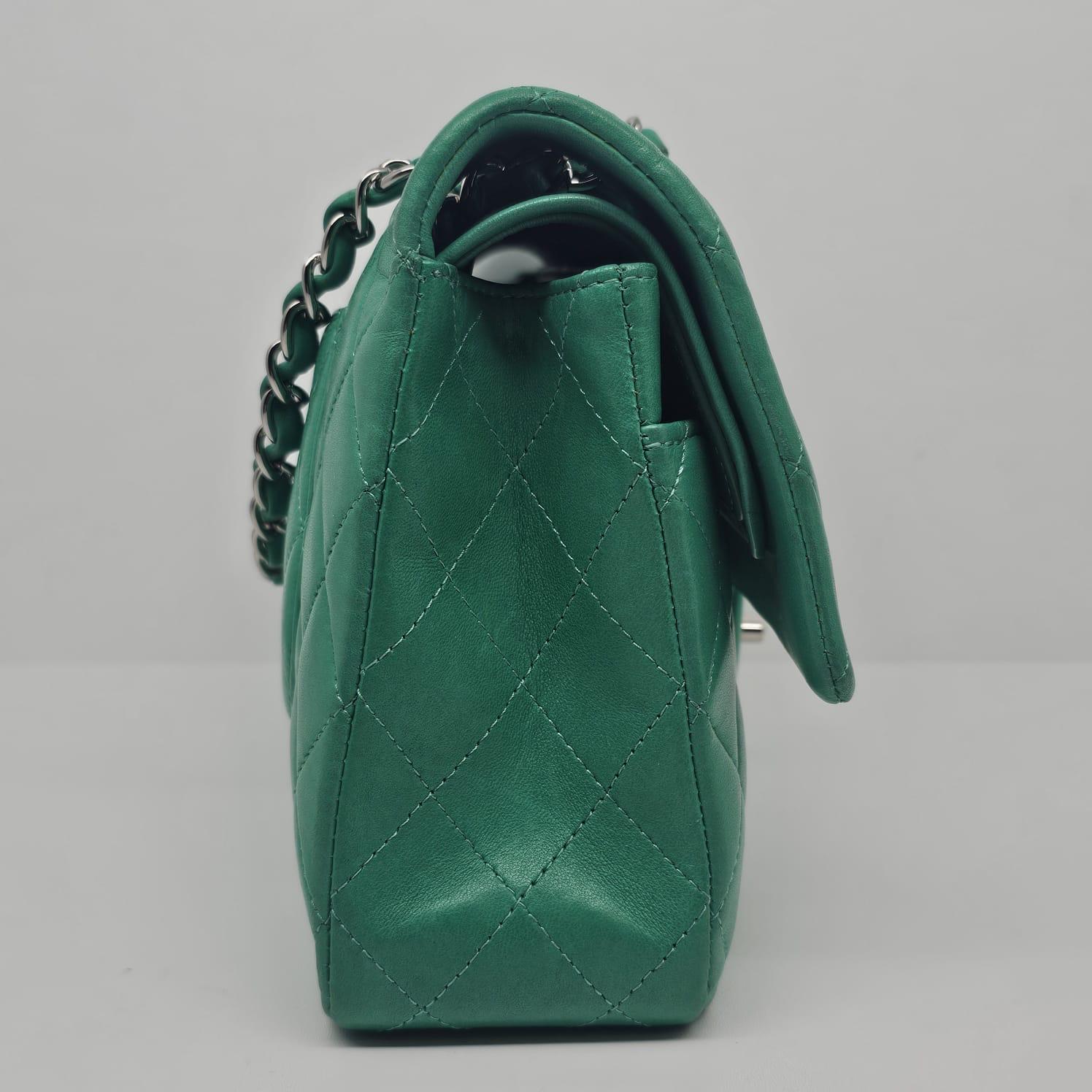 2012 Chanel Turquoise Lambskin Leather Medium Double Flap Bag For Sale 2