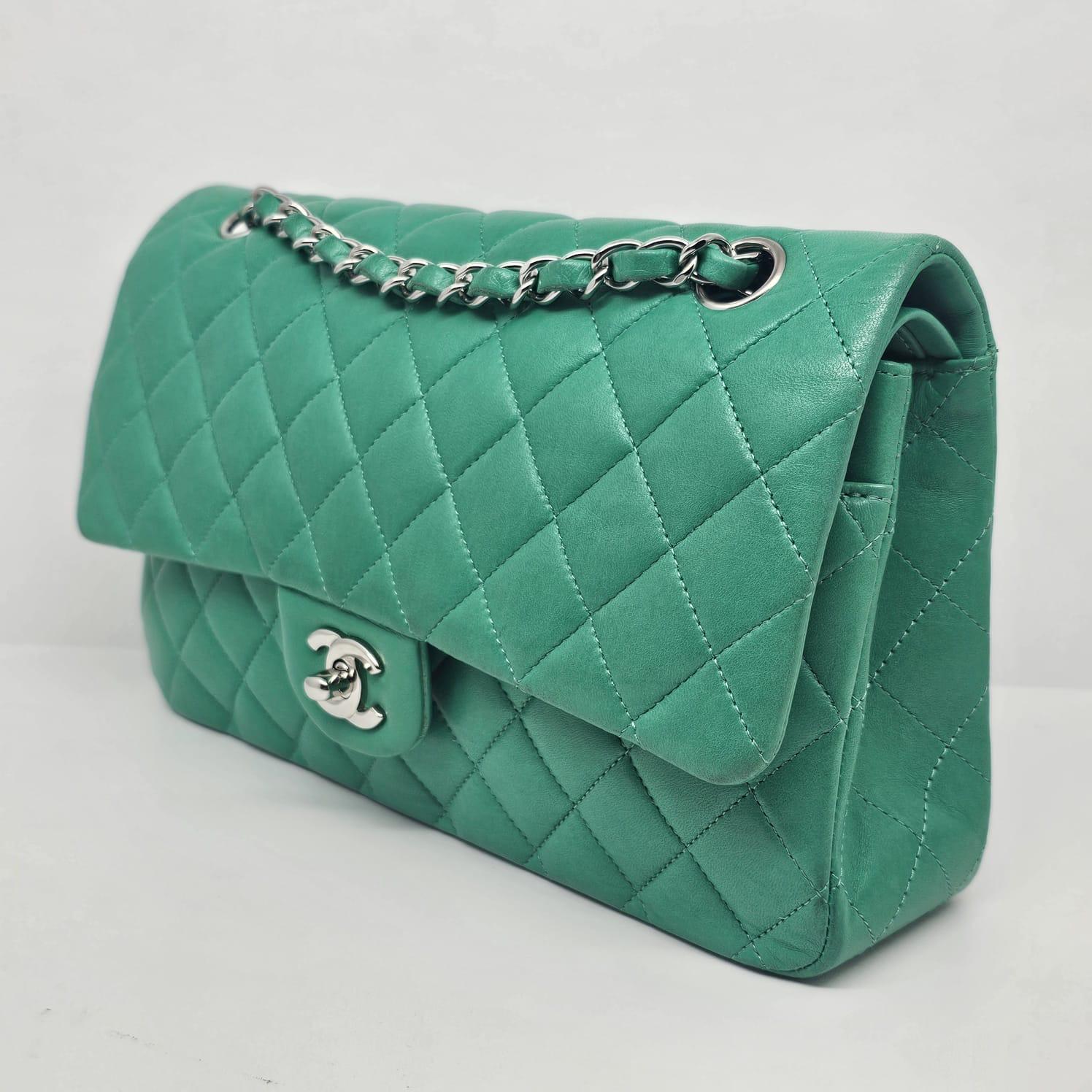 2012 Chanel Turquoise Lambskin Leather Medium Double Flap Bag For Sale 3