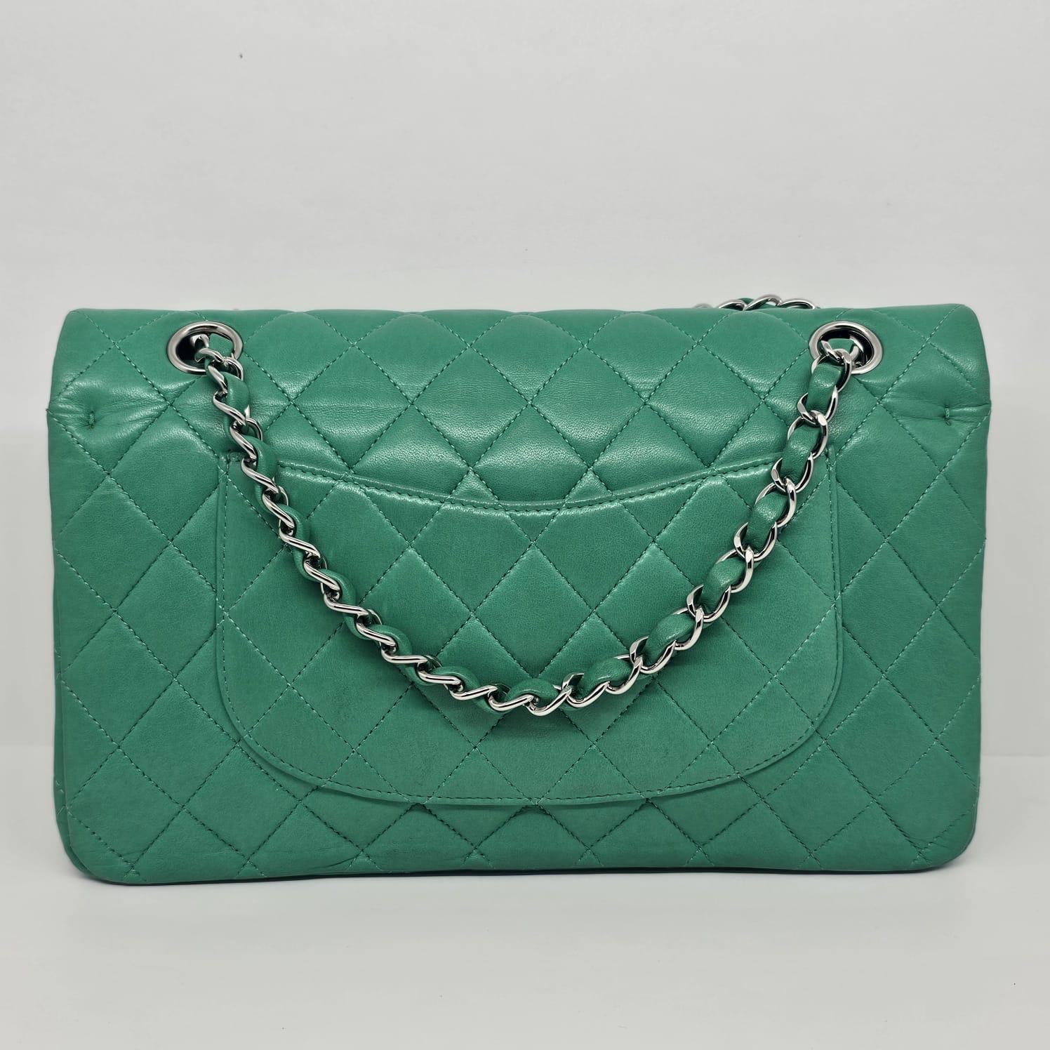 2012 Chanel Turquoise Lambskin Leather Medium Double Flap Bag For Sale 4