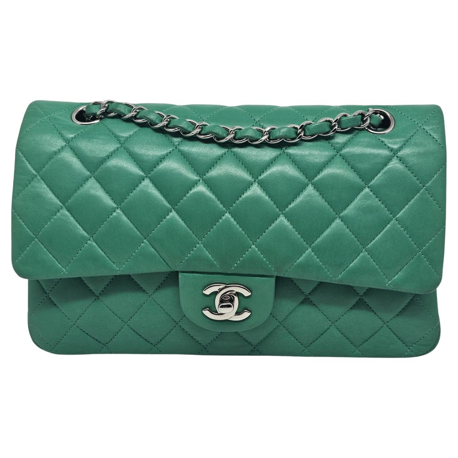 2012 Chanel Turquoise Lambskin Leather Medium Double Flap Bag