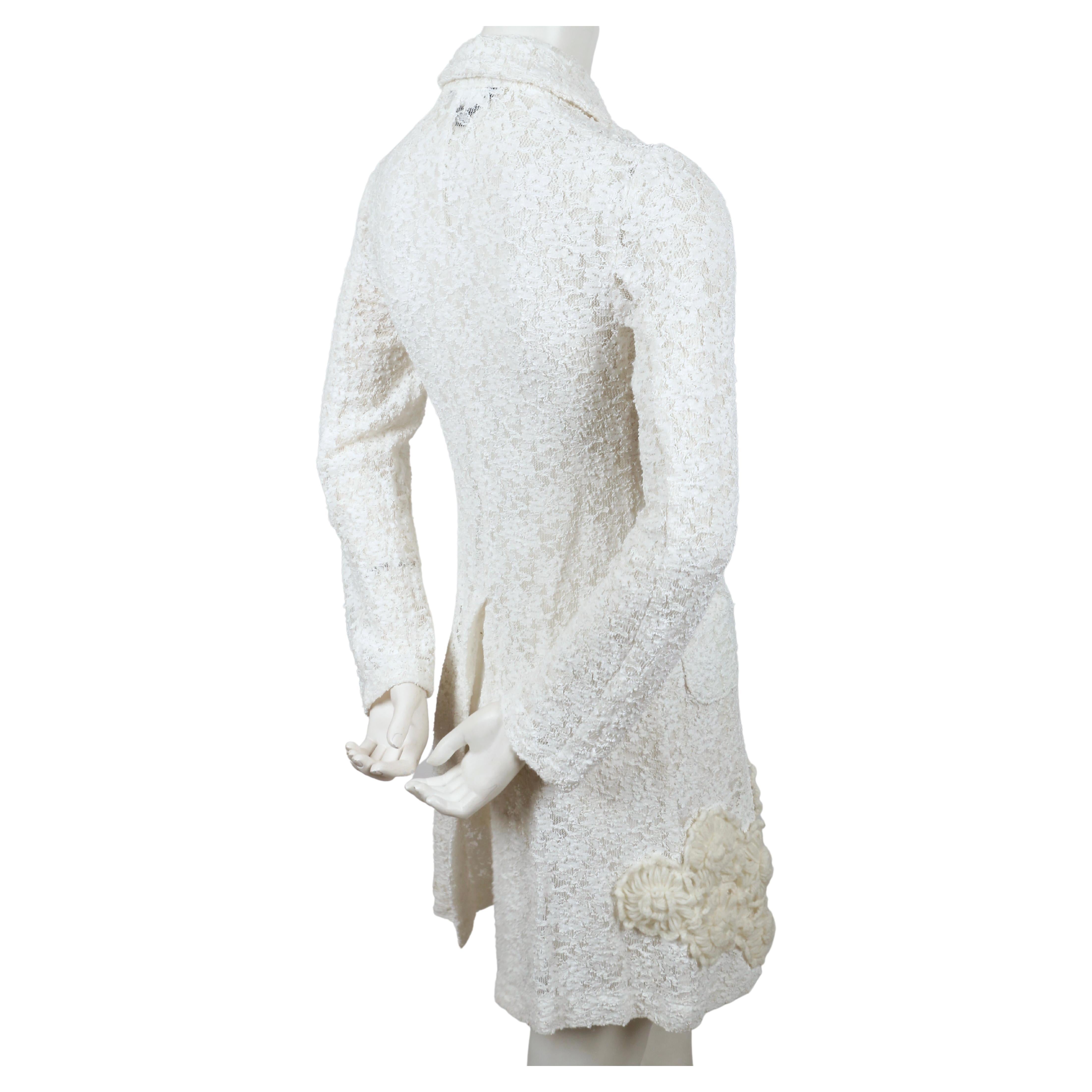 Women's or Men's 2012 COMME DES GARCONS off-white lace jacket with knit flower detail For Sale