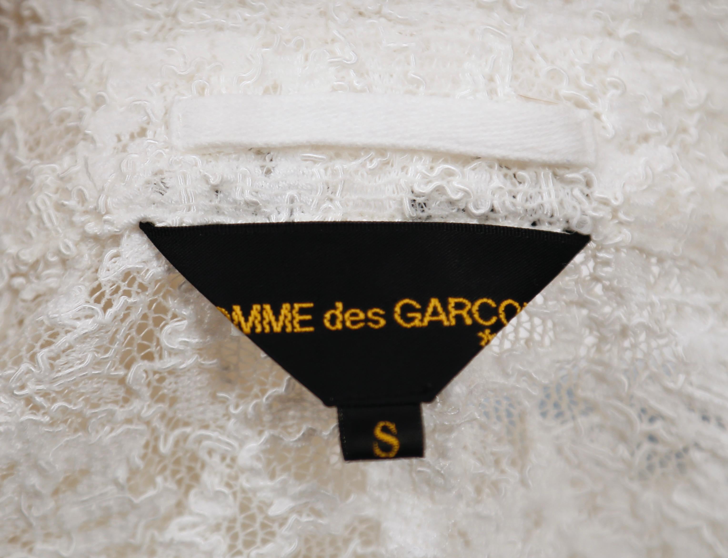 2012 COMME DES GARCONS off-white lace jacket with knit flower detail 1