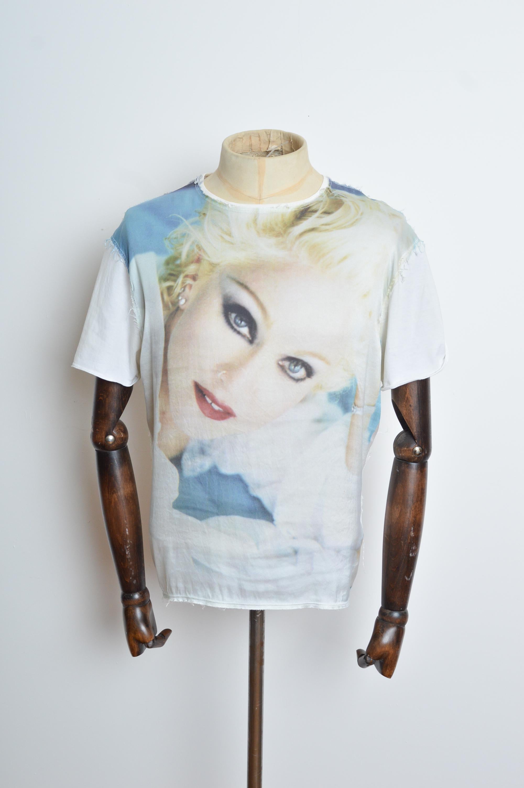 Gray 2012 DOLCE & GABBANA Madonna ‘Boy Toy’ Silk Print Oversized T Shirt For Sale