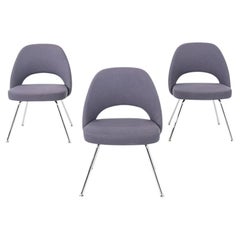 2012 Eero Saarinen for Knoll Armless Executive Dining Chair in Purple Fabric