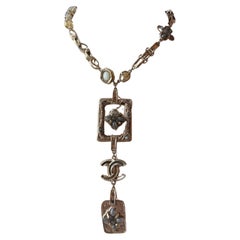 Chanel 2012 Gold Plate Gripoix-Style CC Charm Pendant Necklace