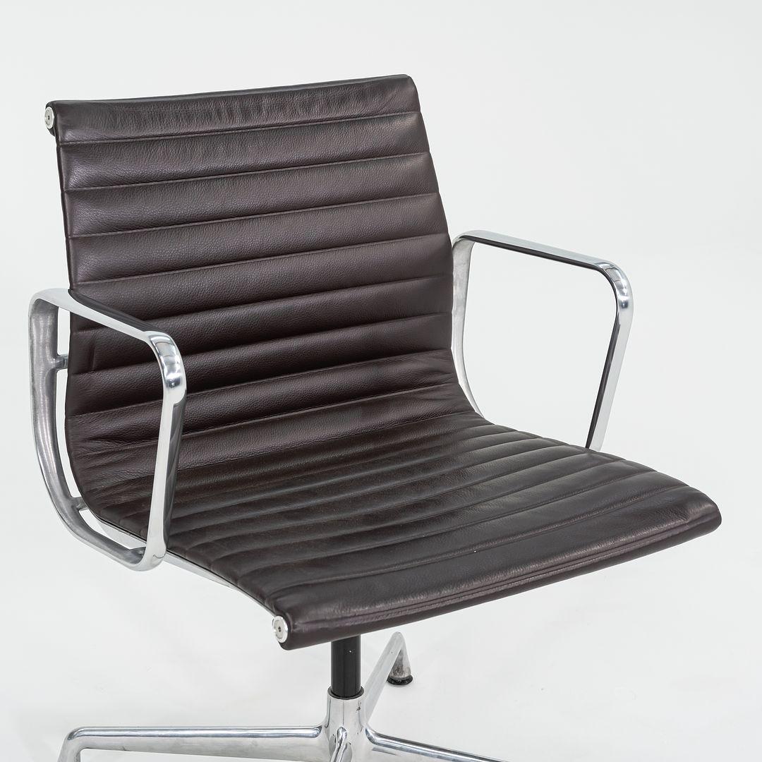 2012 Herman Miller Eames Aluminum Group Side Desk Chair Brown Leather 12+ Avail For Sale 5