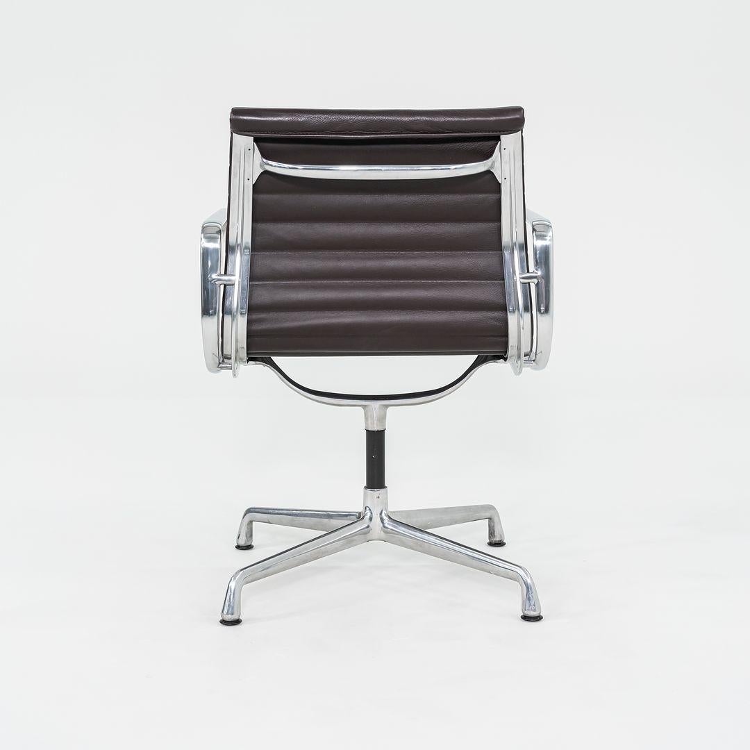 American 2012 Herman Miller Eames Aluminum Group Side Desk Chair Brown Leather 12+ Avail For Sale