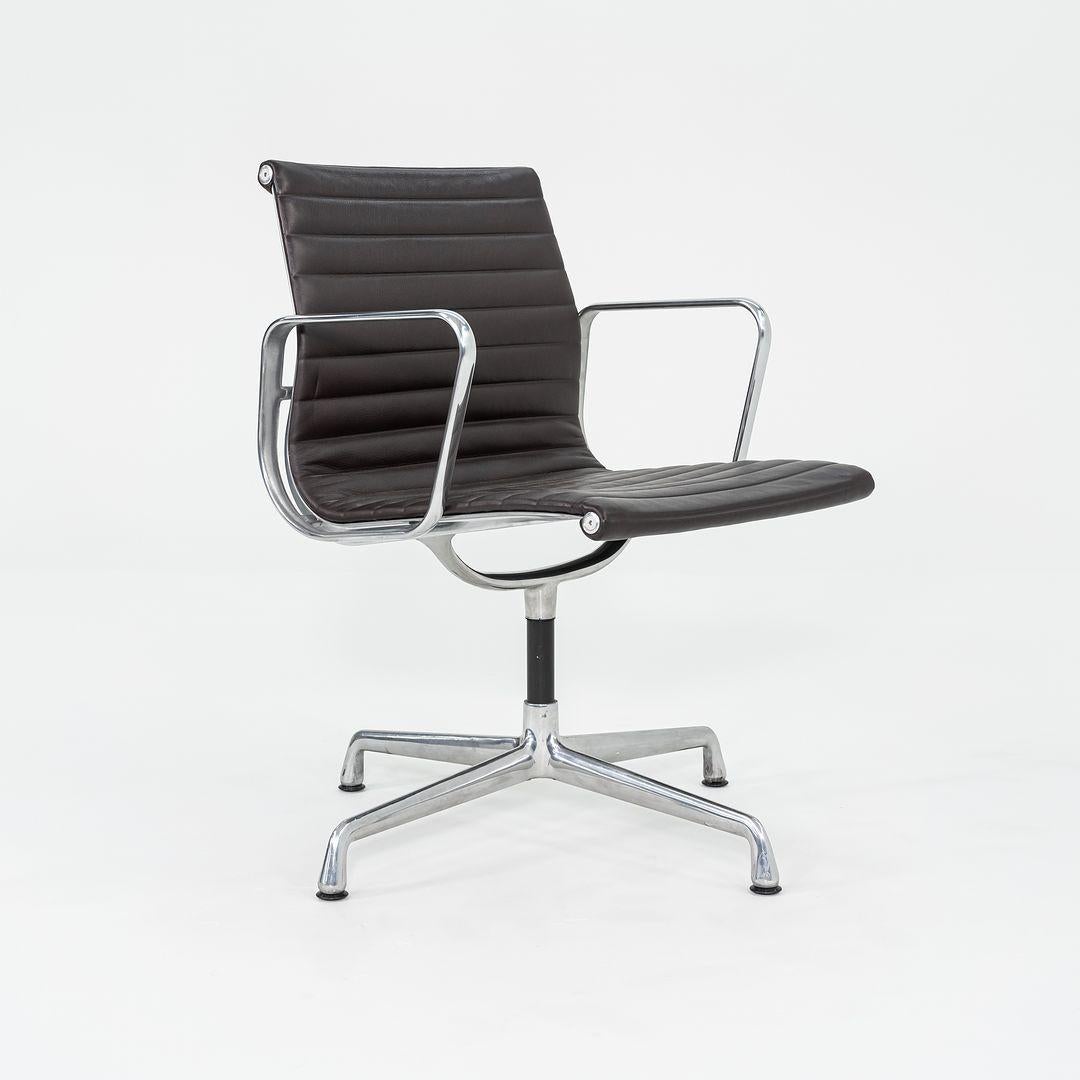2012 Herman Miller Eames Aluminum Group Side Desk Chair Brown Leather 12+ Avail For Sale 1