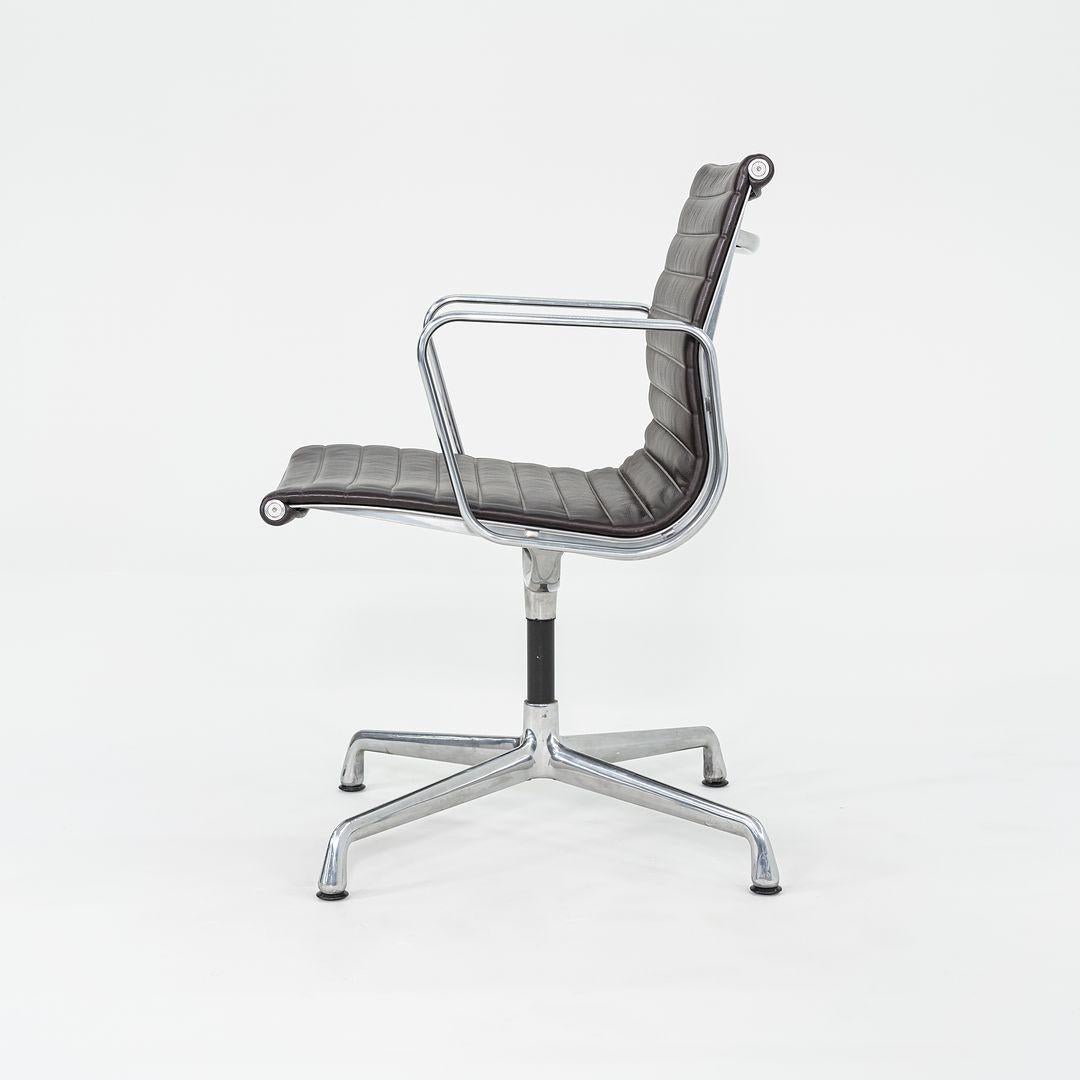 2012 Herman Miller Eames Aluminum Group Side Desk Chair Brown Leather 12+ Avail For Sale 2