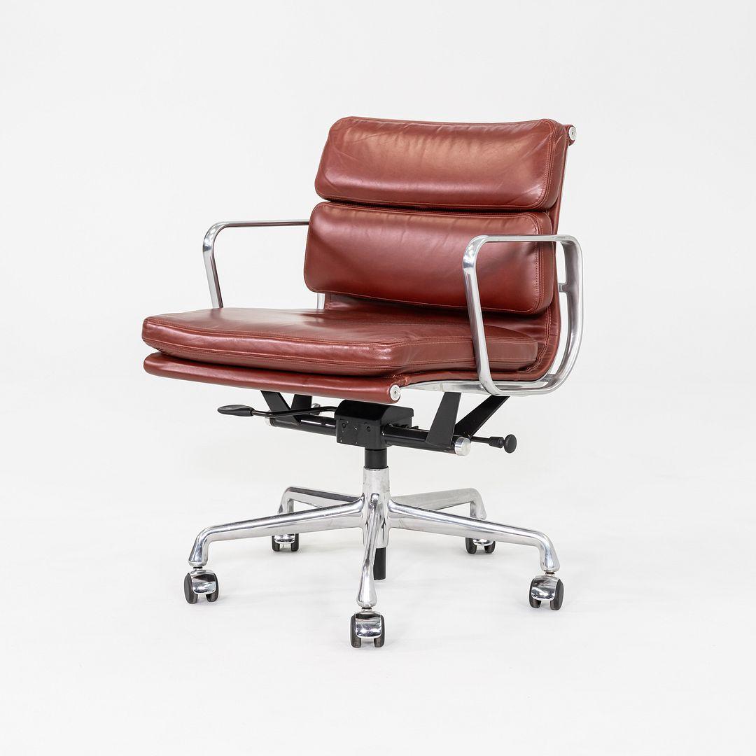 American 2012 Herman Miller Eames Soft Pad Management Desk Chair In Dark Rust Leather For Sale