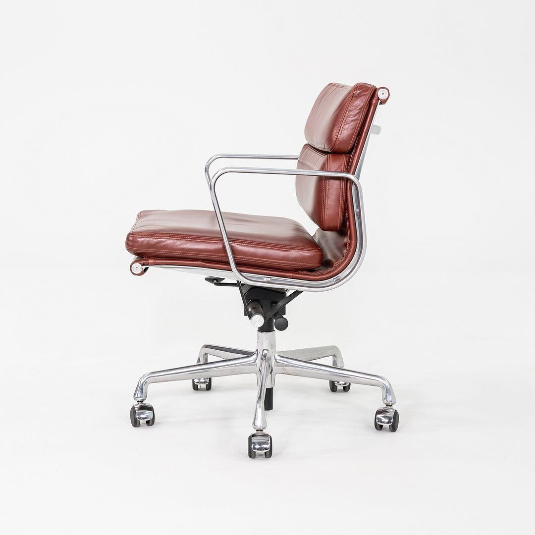 2012 Herman Miller Eames Soft Pad Management Desk Chair In Dark Rust Leather In Good Condition For Sale In Philadelphia, PA