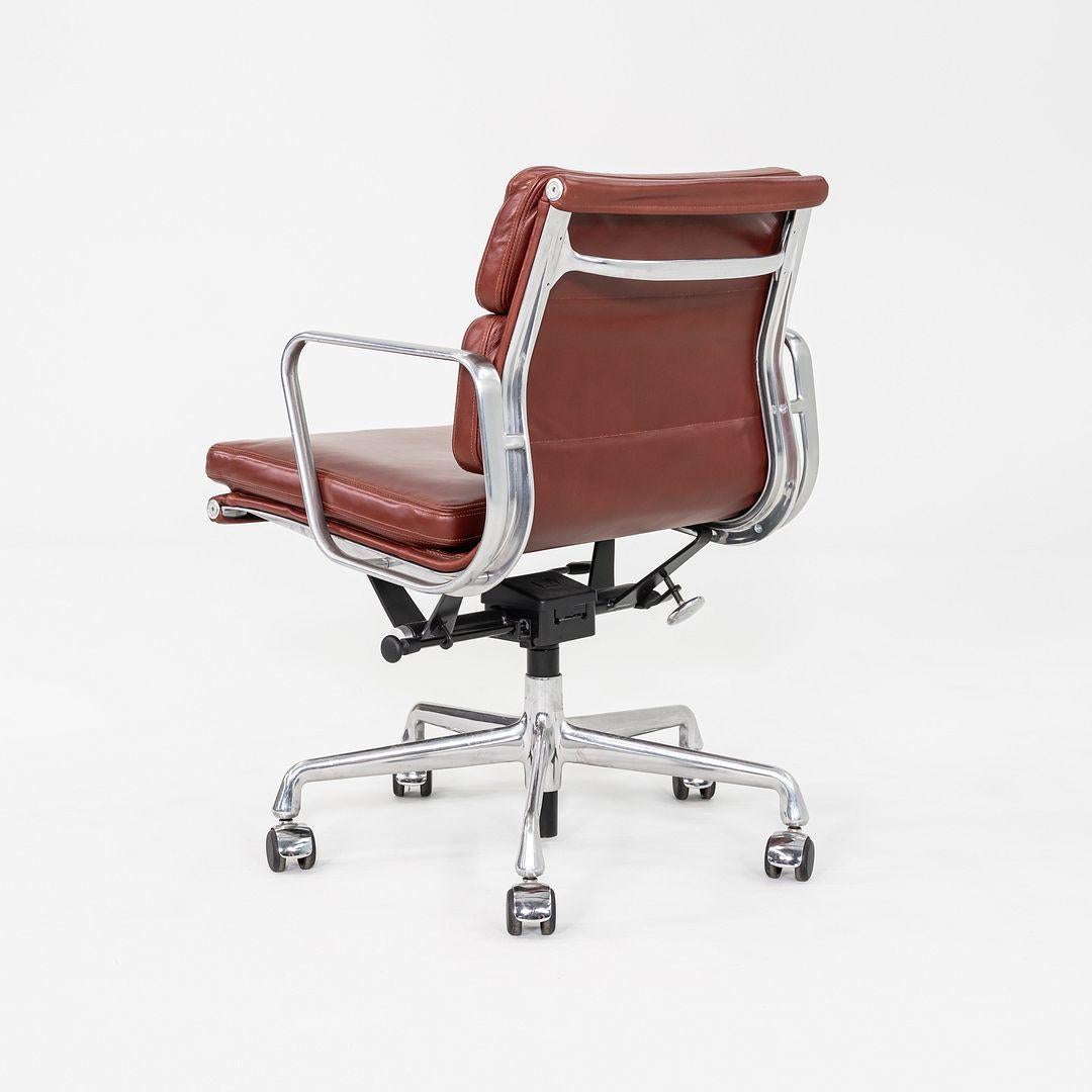 Contemporary 2012 Herman Miller Eames Soft Pad Management Desk Chair In Dark Rust Leather For Sale