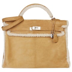 2012 Hermès Alezan Veau Doblis Wildleder & Shearling Teddy Peluche Kelly 40cm