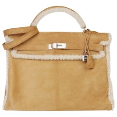 2012 Hermès Alezan Veau Doblis Suede & Shearling Teddy Peluche Kelly 40cm