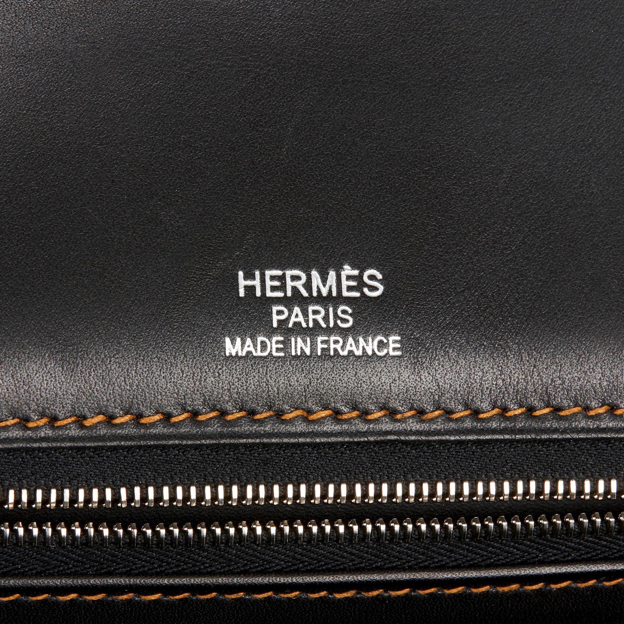 2012 Hermes Black Evercalf Leather & Blue Denim Toile Ghillies Birkin 35cm 3