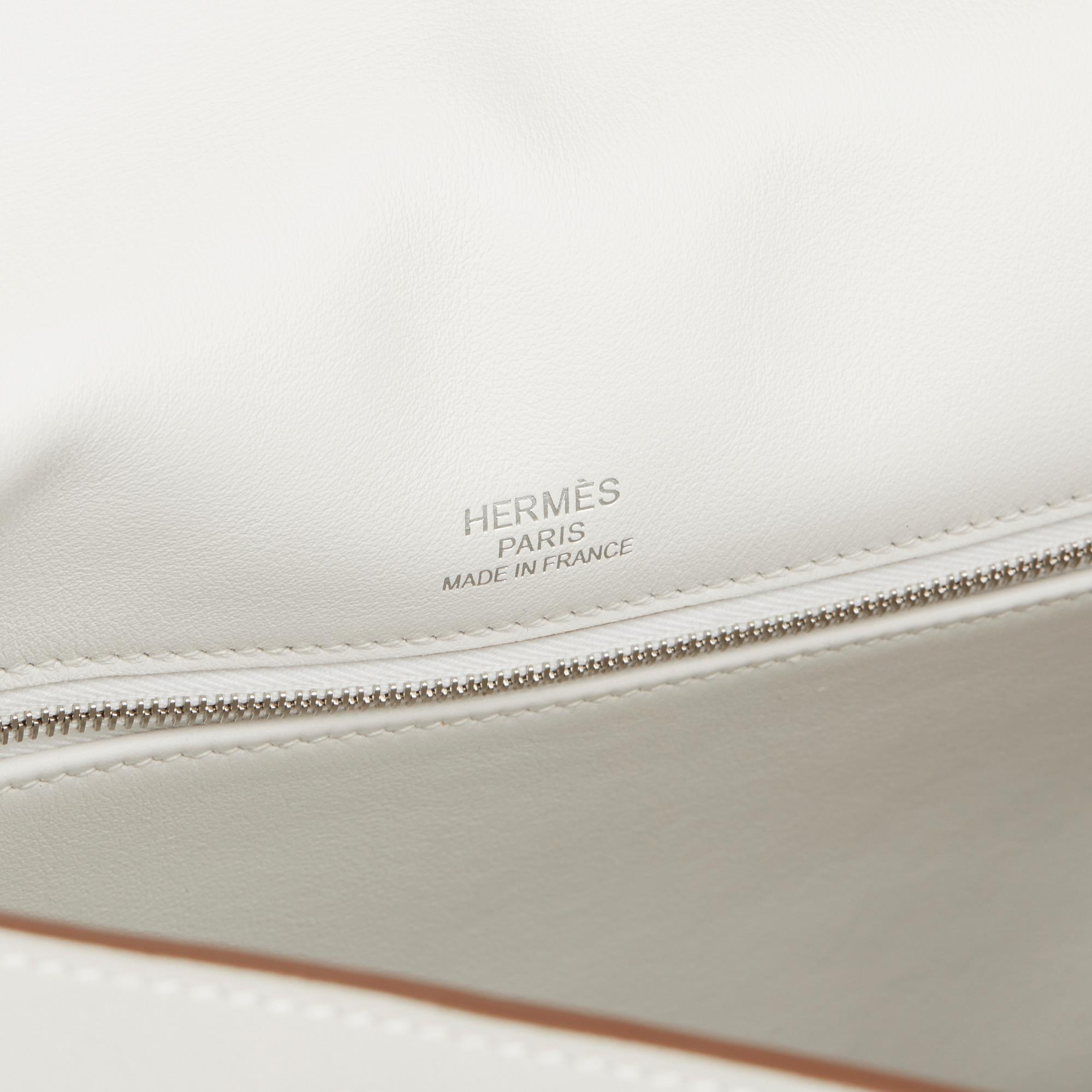 2012 Hermès Blanc & Gris Perle Swift Leather Ghillies Kelly 35cm Retourne 4