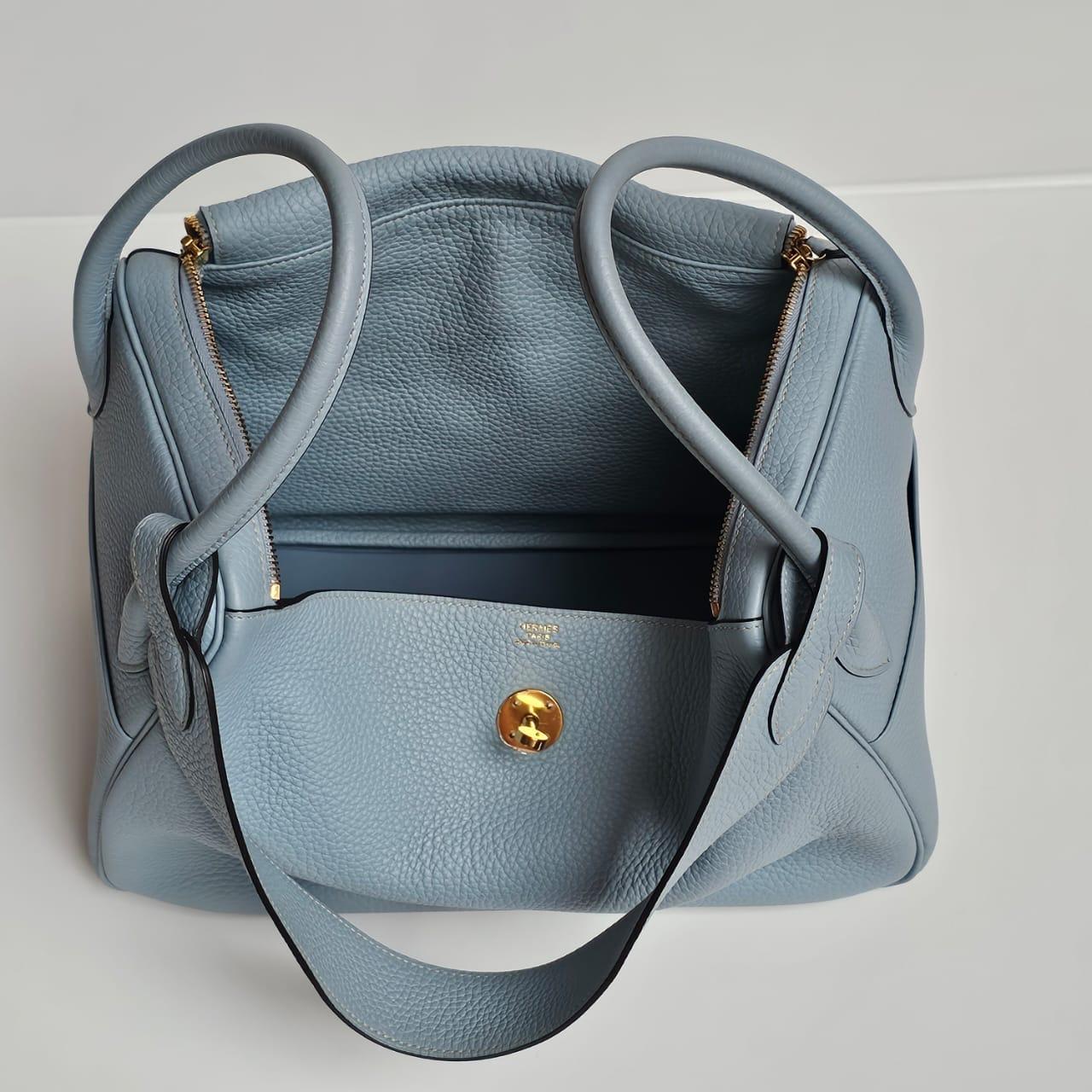 2012 Borsa Hermes Blue Ciel Clemence Lindy 34 6