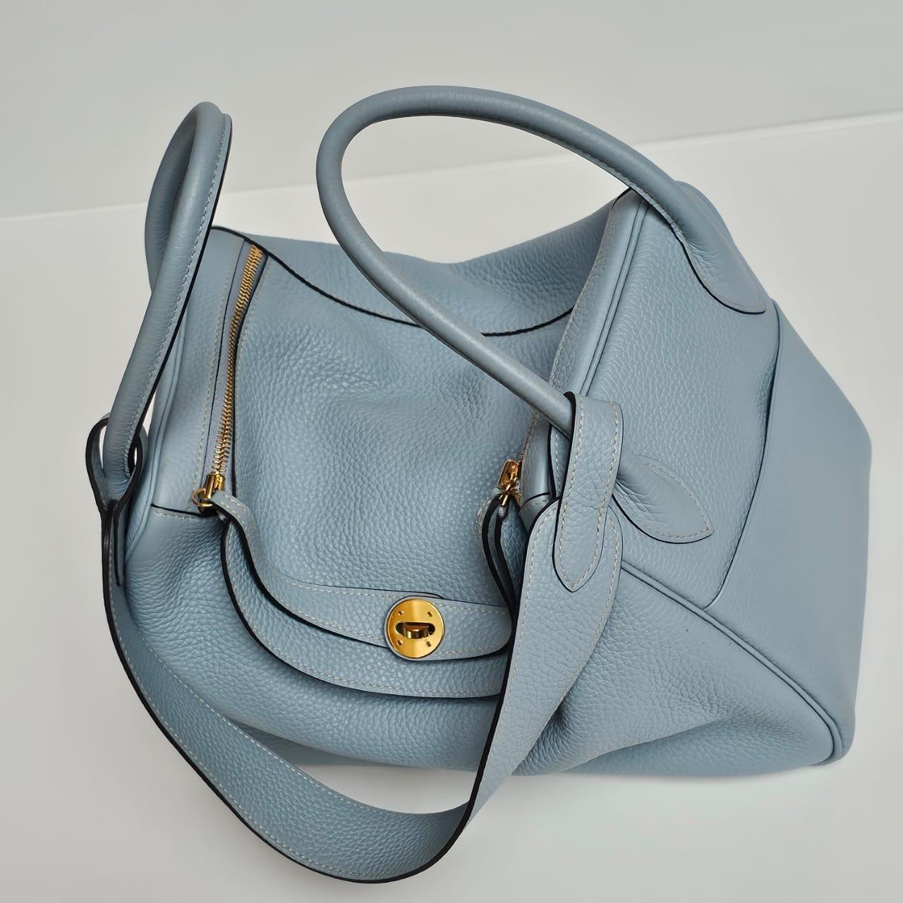 2012 Borsa Hermes Blue Ciel Clemence Lindy 34 7