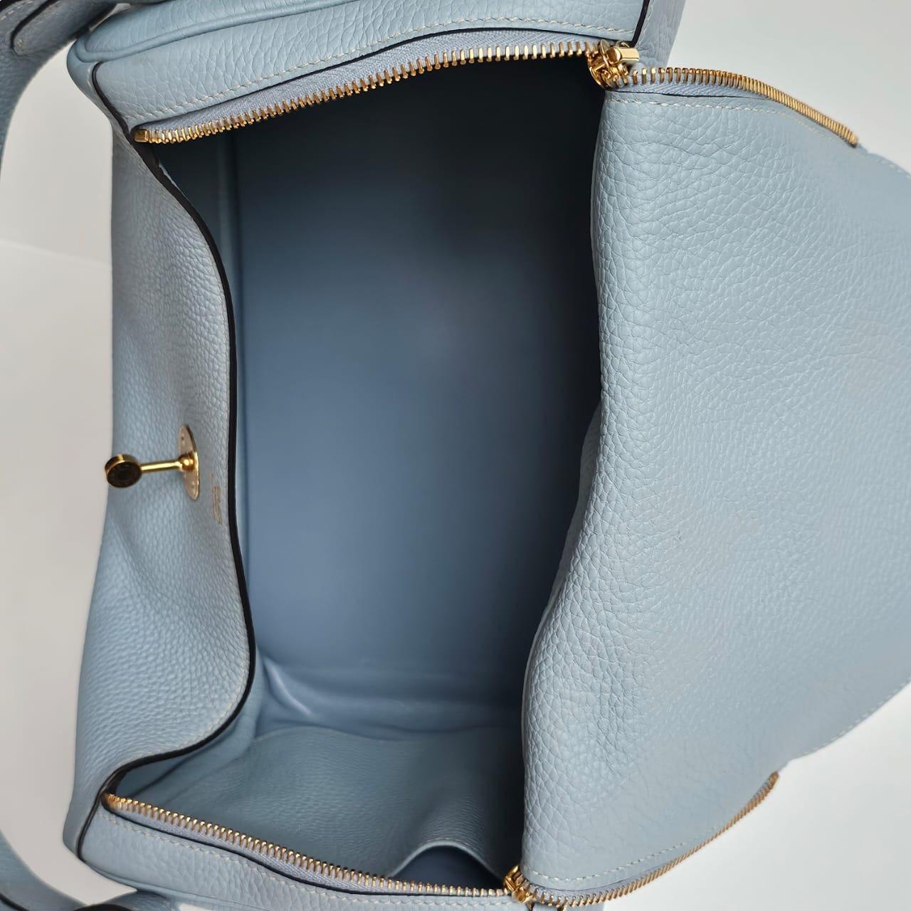 2012 Borsa Hermes Blue Ciel Clemence Lindy 34 10