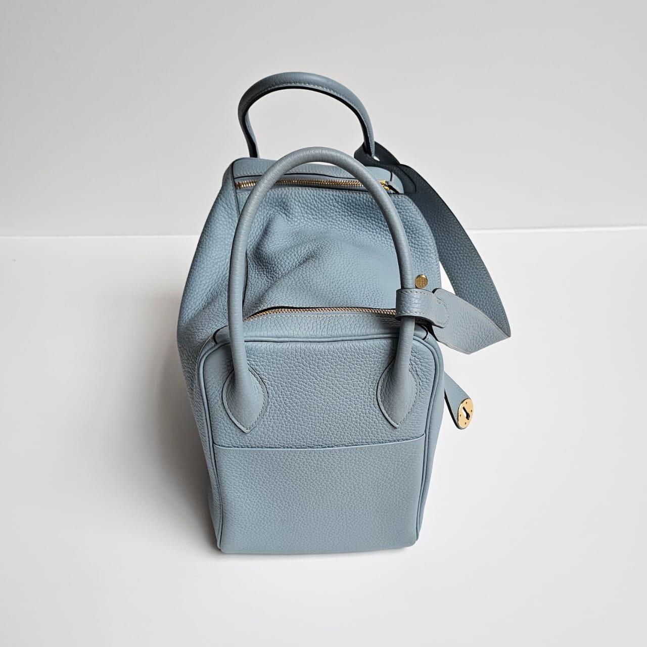 2012 Borsa Hermes Blue Ciel Clemence Lindy 34 11