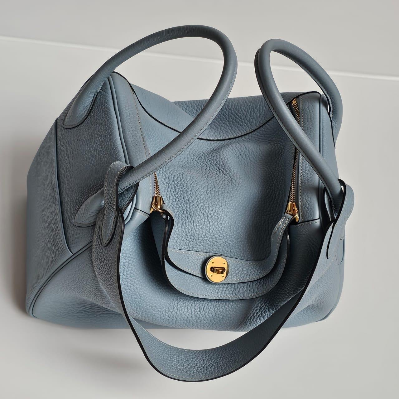 2012 Borsa Hermes Blue Ciel Clemence Lindy 34 12