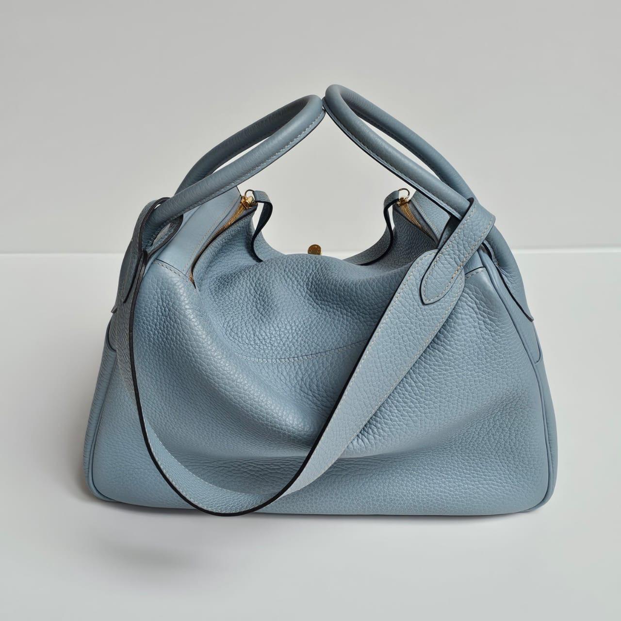 2012 Borsa Hermes Blue Ciel Clemence Lindy 34 In condizioni buone a Jakarta, Daerah Khusus Ibukota Jakarta
