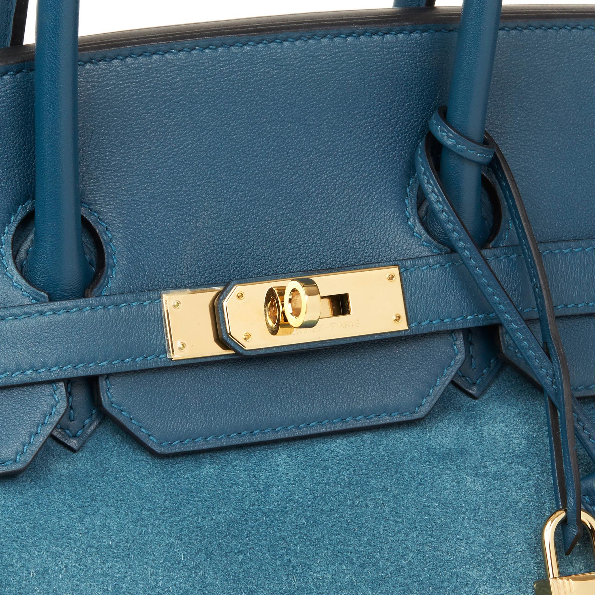 Women's 2012 Hermès Blue Thalassa Veau Doblis & Swift Leather Grizzly Birkin 35cm