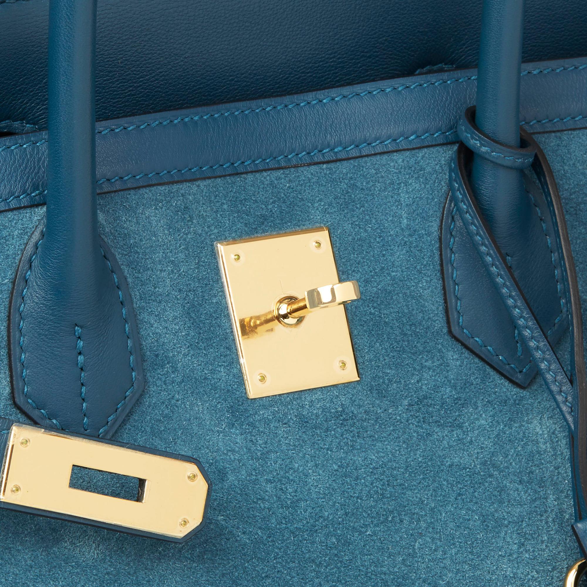 2012 Hermès Blue Thalassa Veau Doblis & Swift Leather Grizzly Birkin 35cm 1