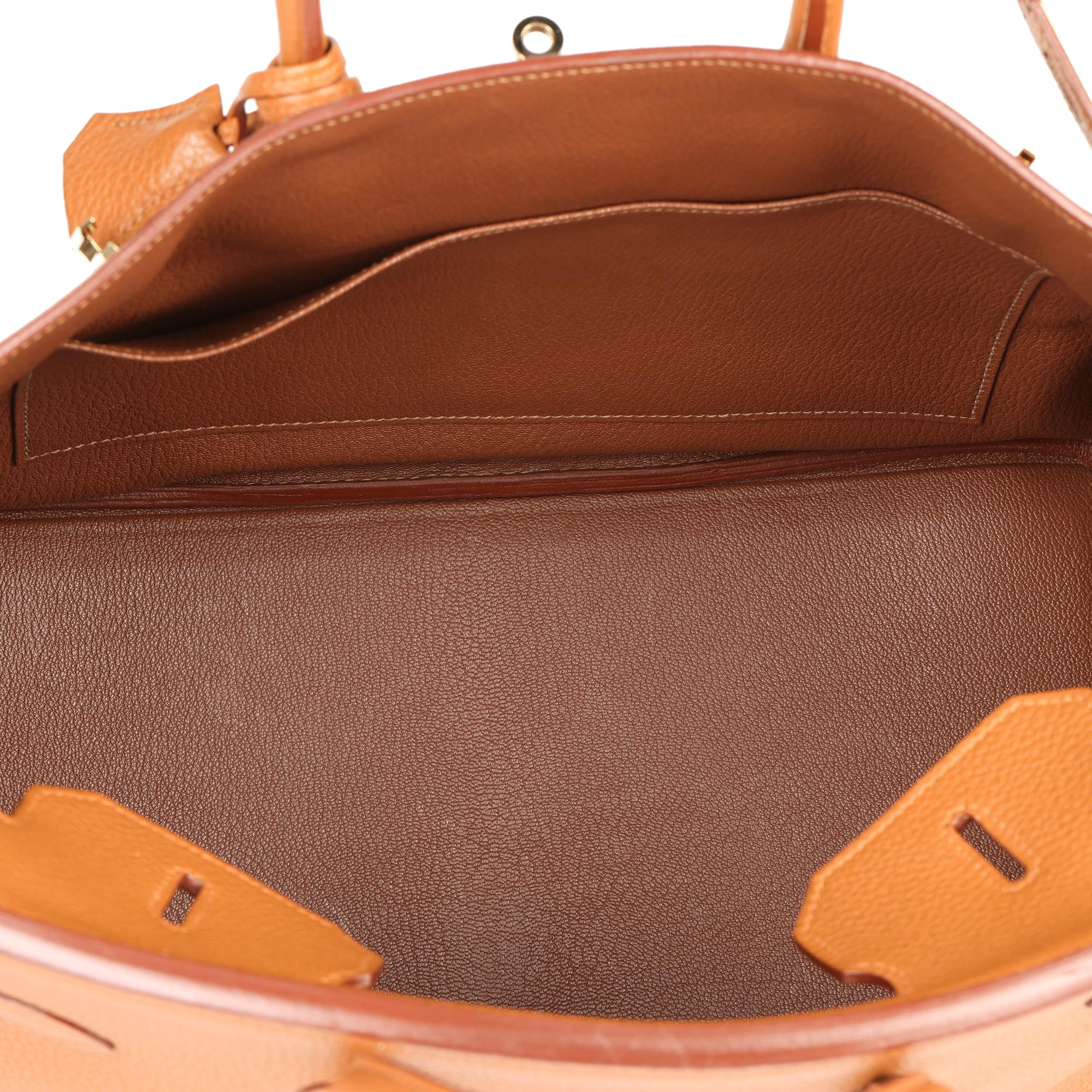 2012 Hermes Gold, Marron d'Inde Clemence Leather & Lizard Leather Club Birkin 35 4
