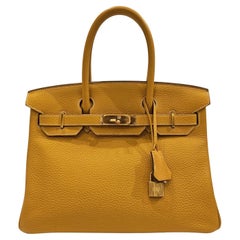 2012 Hermes Moutarde Clemence Birkin 30 Bag
