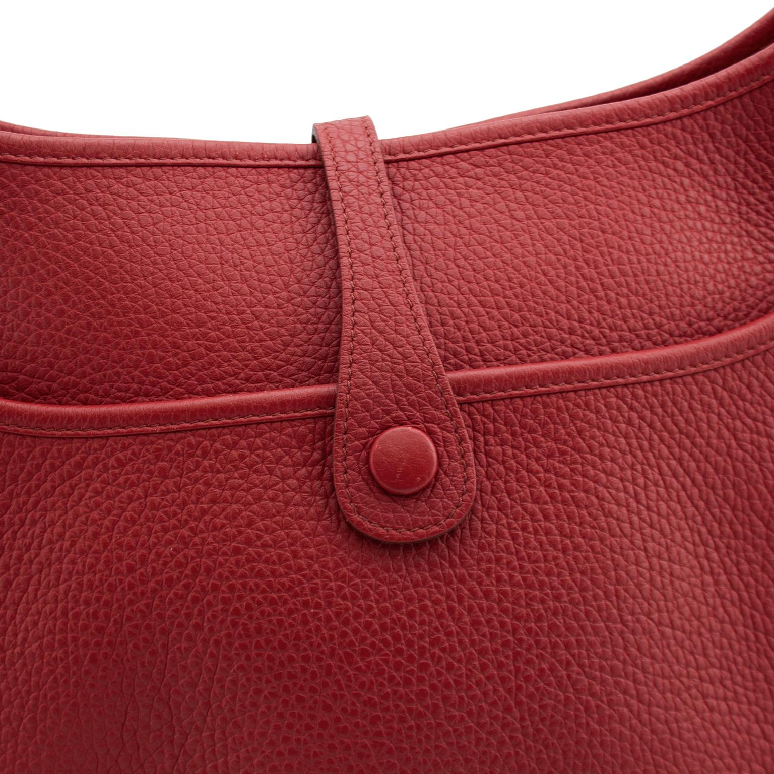 Women's or Men's 2012 Hermès Red Clemence PM III Evelyne Bag