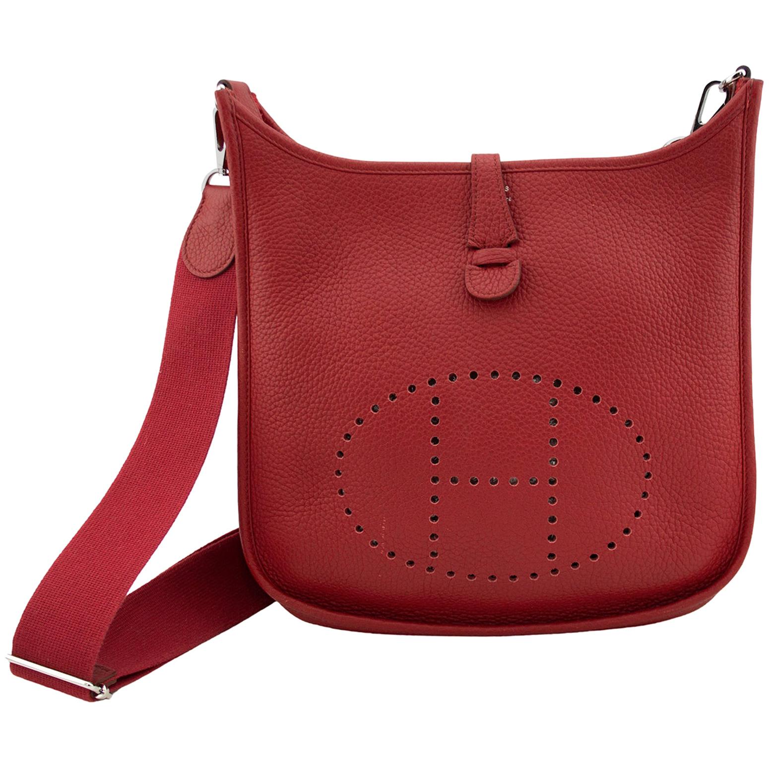 2012 Hermès Red Clemence PM III Evelyne Bag