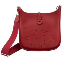 2012 Hermès Sac Clemence PM III Evelyne rouge