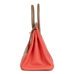 2012 Hermes Rose Jaipur Clemence Leather, Etoupe & Argile Swift Leather Cascade
