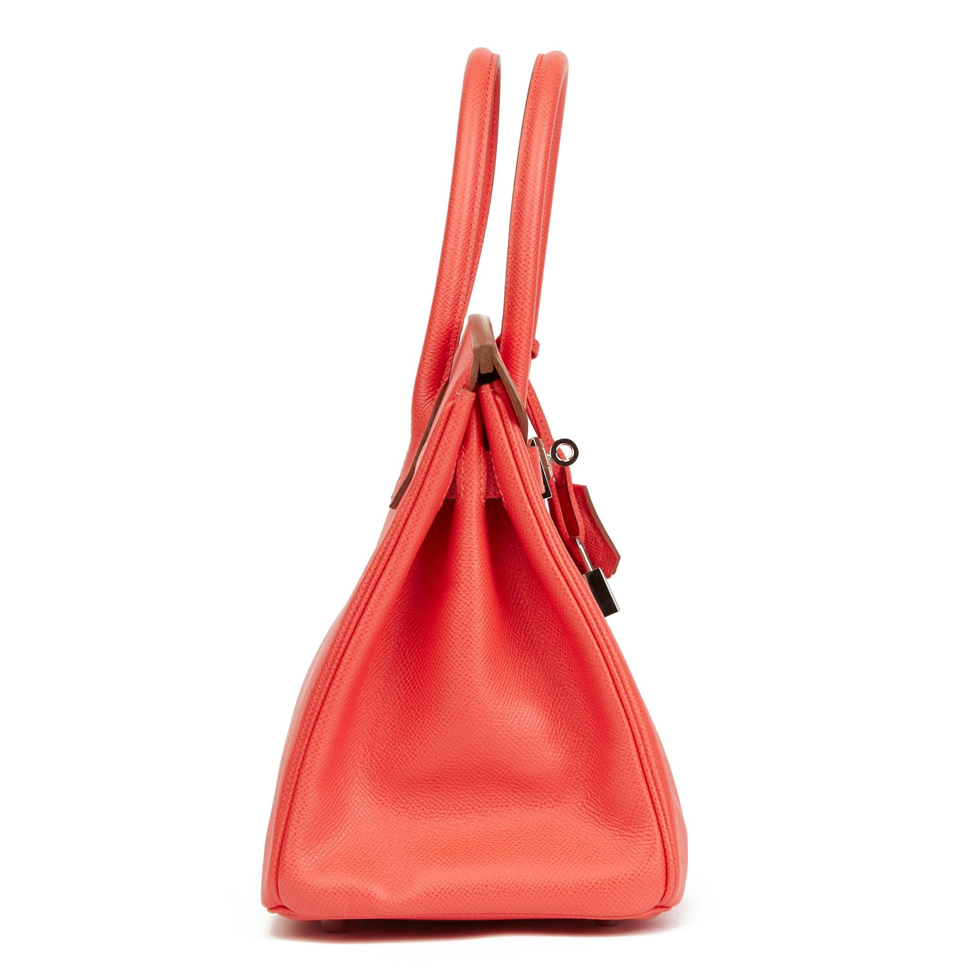 Red 2012 Hermès Rose Jaipur Epsom Leather Birkin 30cm